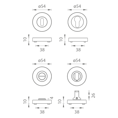 Rozeta drzwiowa MP - RS (BN - Stal nierdzewna szczotkowana)