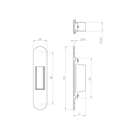 Zamek magnetyczny MP MPK z blachą zaczepową (BS - Czarny mat)