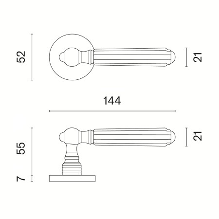 Okucia drzwiowe MP AS - TIARELLA - R 7S (OLV - Mosiądz lakierowany polerowany)