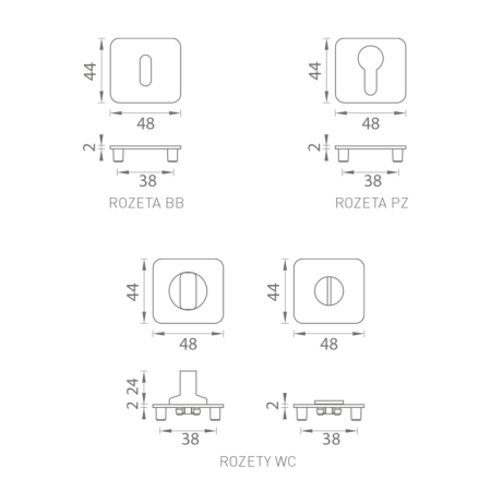 Rozeta drzwiowa do MP GK - ONE - klamka HR (Grafitowa czerń)