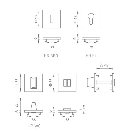 Rozeta drzwiowa MP MPK - ROZETA - HR SQ6 (CUM - Miedź matowa)