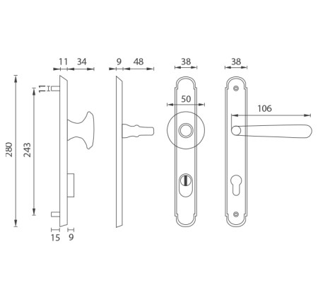 Osprzęt ochronny MP NI - ALT WIEN K (OBMP - Antique brass matt lacquer)