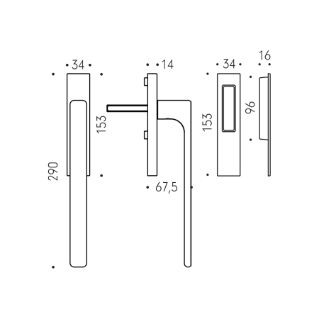 Klamka do drzwi przesuwnych MP CB - HS PORTAL MOOD DUE - uchwyt/skorupa (brąz matowy)