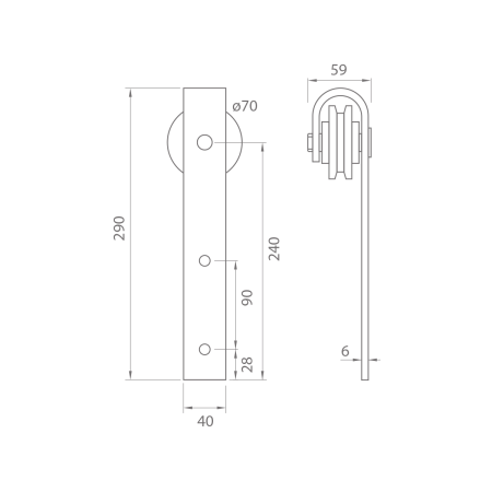 System przesuwny MP VINTAGE 2 z amortyzatorem i szyną 2m (BS - Czarny mat)