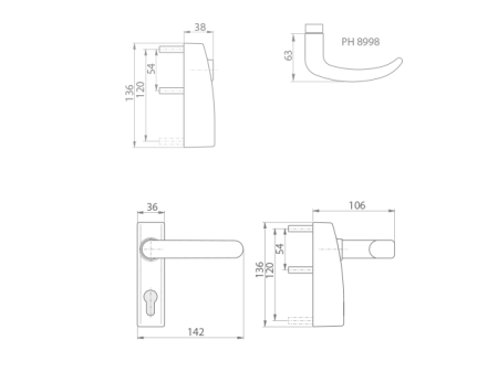 Okucia drzwiowe MP DK - PHT 05 FS OKUCIE Z KLAMKĄ - SHK (Srebrne)