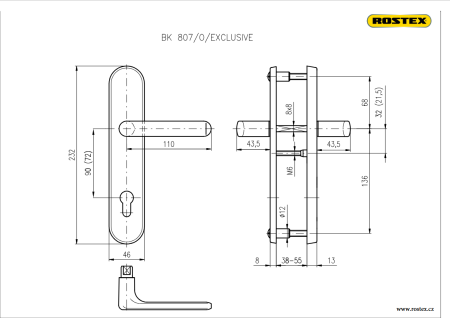 Okucia zabezpieczające ROSTEX BK 807/O EXCLUSIVE (STAL NIERDZEWNA CHROMOWANA)