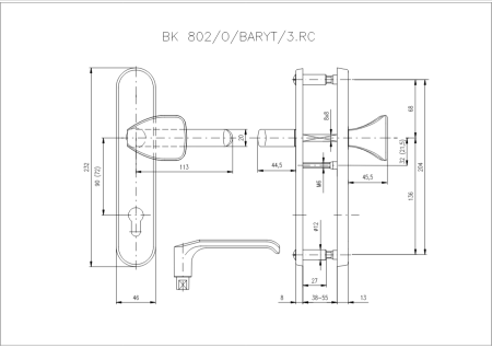 Okucia zabezpieczające ROSTEX 802/O BARYT (STAL NIERDZEWNA MATOWA)