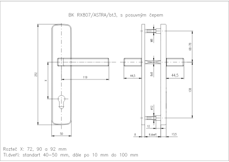 Okucia zabezpieczające ROSTEX BK 807 ASTRA (CHROM-STAL NIERDZEWNA)