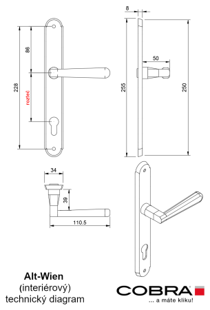 Okucia drzwiowe COBRA ALT WIEN (OCS - chrom mat)