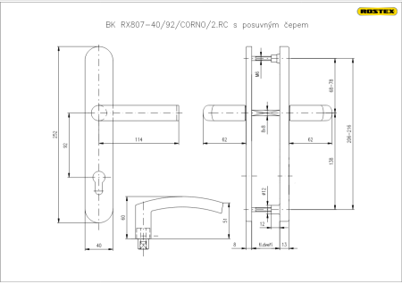 Okucia zabezpieczające ROSTEX RX807-40/92 CORNO (białe)