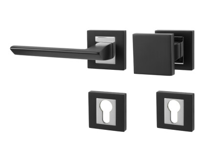 Okucia do drzwi MP Jasper HR (BS/OC - Czarny mat / błyszczący chrom)