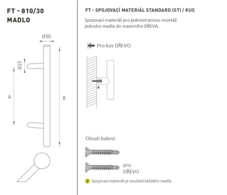 KLAMKA kod K10 Ø 30 mm ST - szt. (BS - Czarny mat)