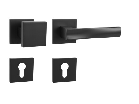 Okucia drzwiowe MP Holly HR SQ6 (NP - BS - Czarny mat)