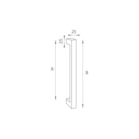 KLAMKA kod MP K02K 25x25 mm ST - szt. (BN - stal nierdzewna szczotkowana)