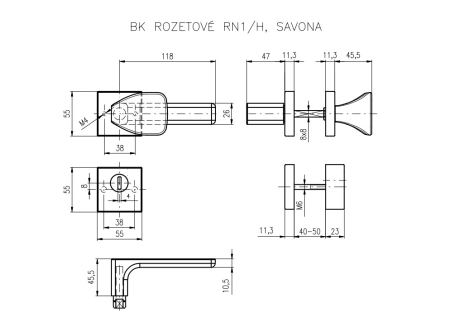 Okucia zabezpieczające ROSTEX RN3/H dodatkowe (stal nierdzewna matowa)