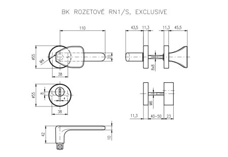Okucia zabezpieczające ROSTEX RN1/S EXCLUSIVE (stal nierdzewna matowa)