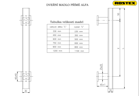 Klamka ROSTEX ALFA (czarna) - dwustronna