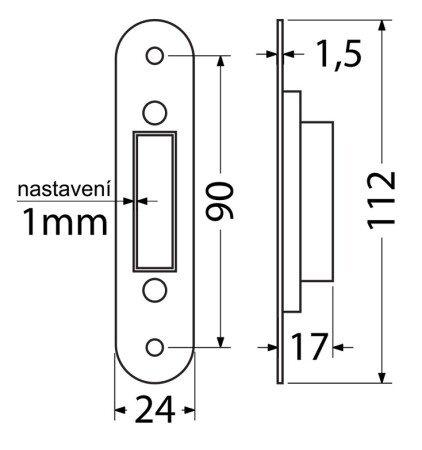 Uniwersalna regulowana blacha zaczepowa do drzwi bezprzylgowych RICHTER EN.M01.PROTIPL.NAST.CHM