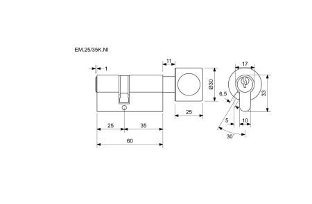 Wkładka budowlana BUTTON-LOCK Euro Minus - RICHTER EM.25/35K.NI
