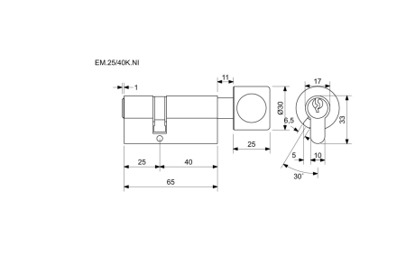 Wkładka budowlana BUTTON-LOCK Euro Minus - RICHTER EM.25/40K.NI