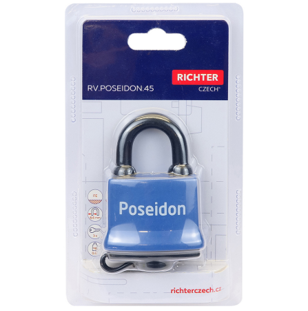 Kłódka stalowa wodoodporna z osłoną plastikową RCIHTER RV.POSEIDON.45