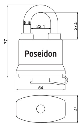Kłódka stalowa wodoodporna z osłoną plastikową RCIHTER RV.POSEIDON.45