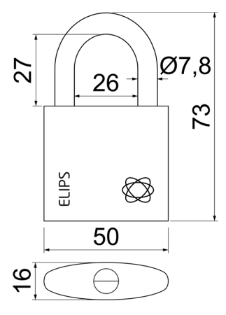Kłódka RICHTER RV.ELIPS.50 (mosiądz)