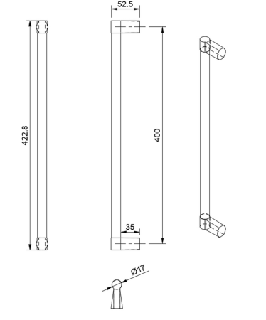 Klamka drzwiowa COBRA BLOCCA 400mm (czarna)