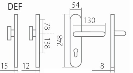 Okucie zabezpieczające TWIN COLUMBUS H 2087KS z klamką VISION (E)