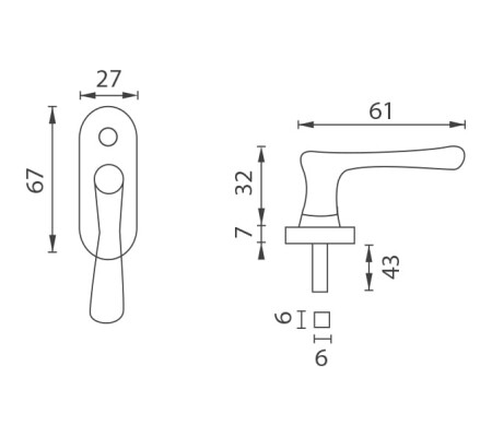 WYPRZEDAŻ Okno półoliwkowe małe MP - NI - ELEGANCKIE (NAT - Mosiądz naturalny niemalowany)