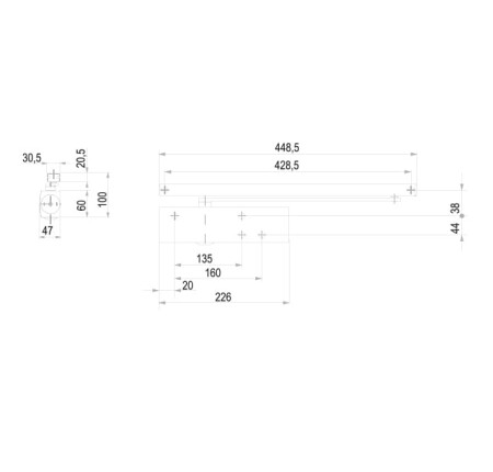 Samozamykacz z szyną przesuwną MP GZ - TS 3000 (brązowy) - z szyną przesuwną BG