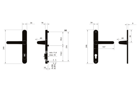 Okucia zabezpieczające MP MPK - SECURO A04 PLUS - USO COSLAN (F9 - Stal nierdzewna anodowana) - z osłoną