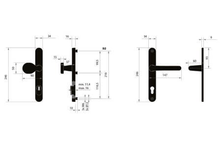 Okucia zabezpieczające MPK - SECURO A04 PLUS - USO M1 COSLAN (F9 - Stal nierdzewna anodowana) - z osłoną