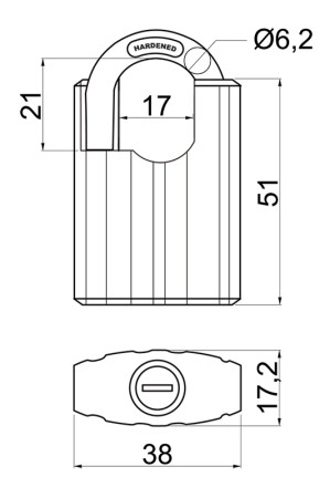 Kłódka stalowa z osłoną kabłąka RICHTER RV.STONE.38