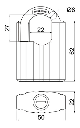 Kłódka stalowa z osłoną kabłąka RICHTER RV.STONE.50