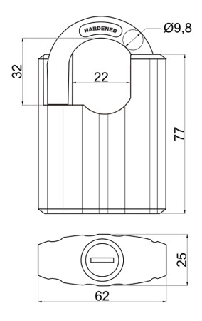 Kłódka stalowa z osłoną kabłąka RICHTER RV.STONE.63