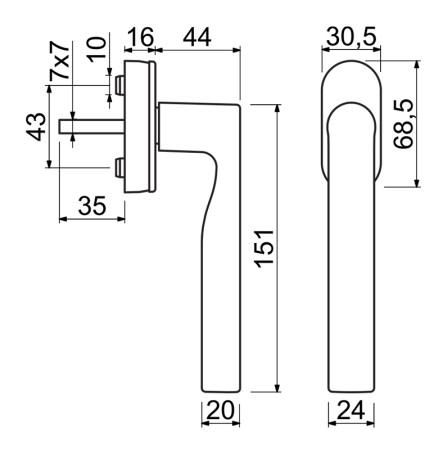 Klamka okienna RICHTER RHW.167 (biała .F9016)