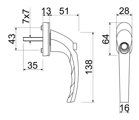 Klamka okienna zamykana na klucz RICHTER RHW.179.P. (F9016 - biała)