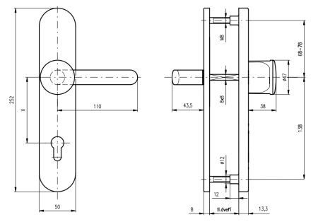 Okucia zabezpieczające ROSTEX RX 802-50 EXCLUSIVE (STAL NIERDZEWNA CHROMOWANA POLEROWANA)