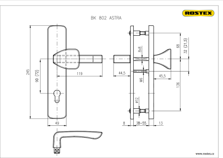 Okucia zabezpieczające ROSTEX BK 802 ASTRA (STAL NIERDZEWNA MATOWA)