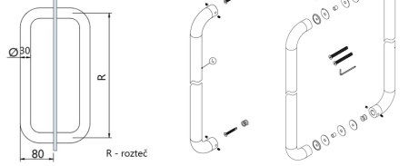 KLAMKA DRZWI PODWÓJNA BA 003D (E)