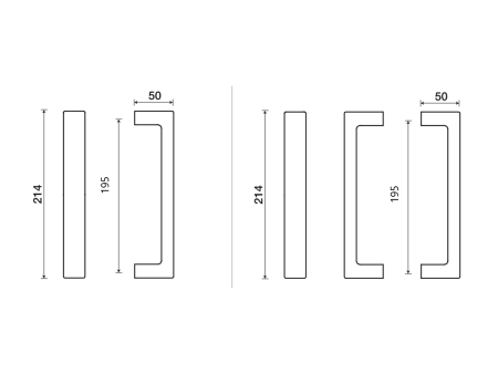 Klamka TWIN TUKE Pi2007 (RC) - długość 214 mm, rozstaw 195 mm