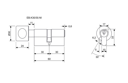 Wkładka do gałki budowlanej cylindrycznej Richter EURO BASIC RC1