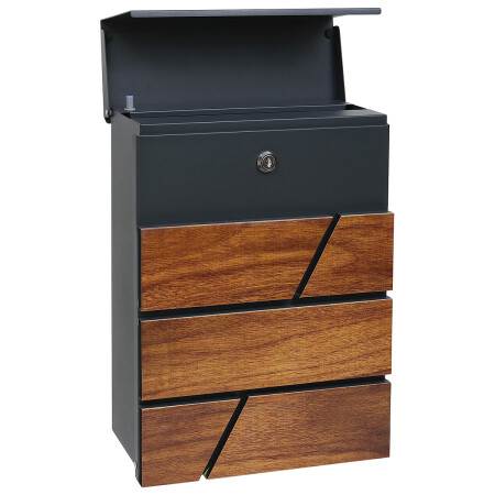 Skrzynka pocztowa RICHTER BK.524.WO.AM (matowy antracyt z nadrukiem drewna)