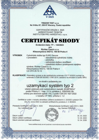 RICHTER EURO SECURE R3 dwustronny cylinder bezpieczeństwa cylindrycznego