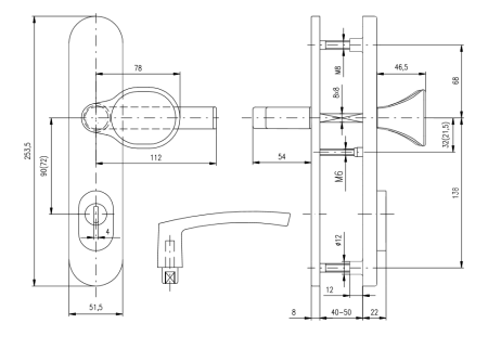 WYPRZEDAŻ Okucia zabezpieczające aluminiowe ROSTEX EL1 (F1 - anodowane naturalnie) - klamka/klamka