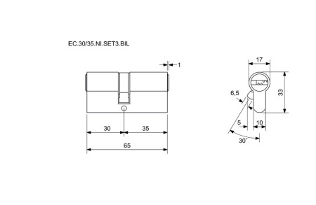 Zestaw 3 wkładek cylindrycznych Richter EURO XCOLOR SET3.BIL