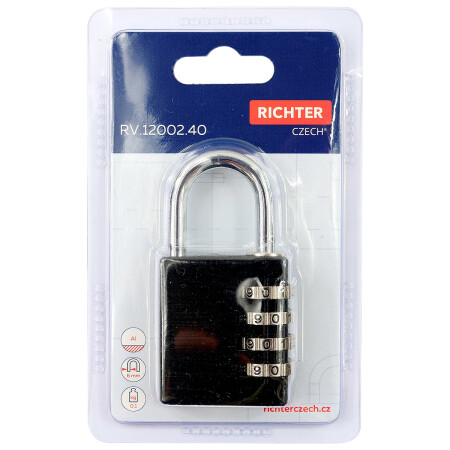 Kłódka aluminiowa kodowa Richter RV.12002.40.CRN