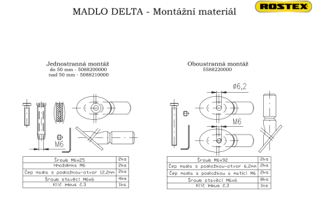 Klamka ROSTEX DELTA (czarna) - jednostronna