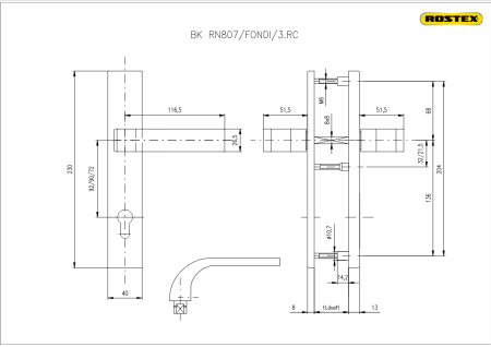 Okucia zabezpieczające ROSTEX RN807 FONDI (PLATINUM MAT)